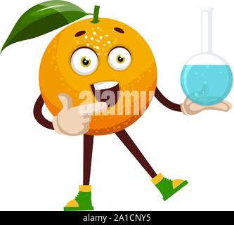 Orange with tube, illustration, vector on white background. Stock Vector