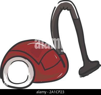 Red vacuum cleaner, illustration, vector on white background. Stock Vector