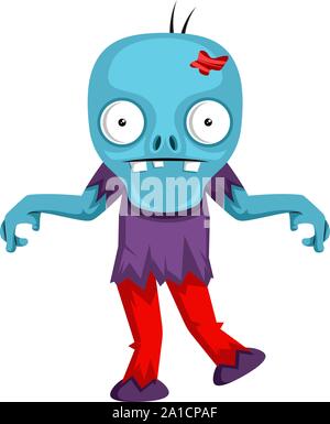 Dancing zombie, illustration, vector on white background. Stock Vector
