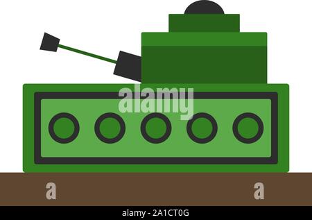 Green tank, illustration, vector on white background. Stock Vector