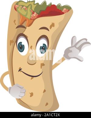 Happy burrito, illustration, vector on white background. Stock Vector