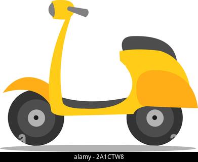 Yellow scooter, illustration, vector on white background. Stock Vector