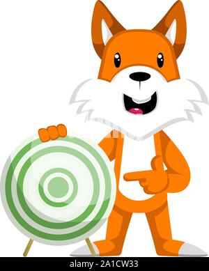 Fox with target, illustration, vector on white background. Stock Vector