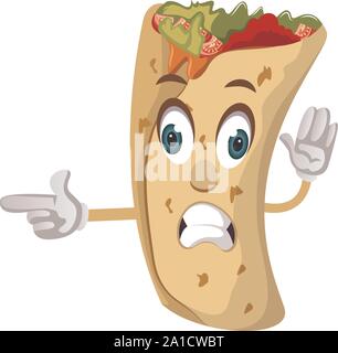 Burrito showing with hand, illustration, vector on white background. Stock Vector