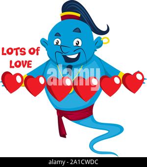 Genie in love, illustration, vector on white background. Stock Vector