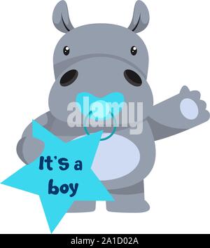 Hippo the boy, illustration, vector on white background. Stock Vector