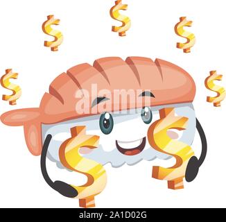 Dollar sign, illustration, vector on white background. Stock Vector