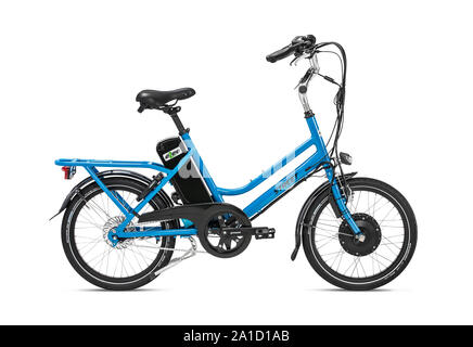 Product style electric bikes isolated against white background. Stock Photo