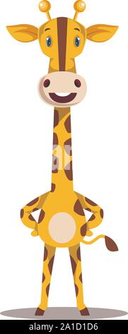 Giraffe standing, illustration, vector on white background. Stock Vector