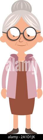 Granny standing, illustration, vector on white background. Stock Vector