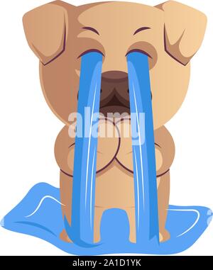 Pug crying, illustration, vector on white background. Stock Vector