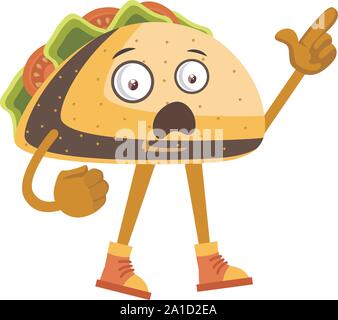 Taco showing, illustration, vector on white background. Stock Vector