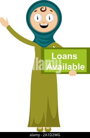 Woman with loasn available, illustration, vector on white background. Stock Vector