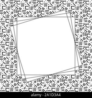 White frame on seamless ink pen drawings pattern. Doodle sketch. Black outlines on white background. Trendy template for invitations, menu cards, posters, banners, flyers. Vector illustration. EPS10 Stock Vector