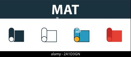 Mat icon set. Premium symbol in different styles from fitness icons collection. Creative mat icon filled, outline, colored and flat symbols Stock Vector