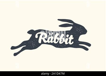 Rabbit, lettering. Design of farm animals - Rabbit Stock Vector