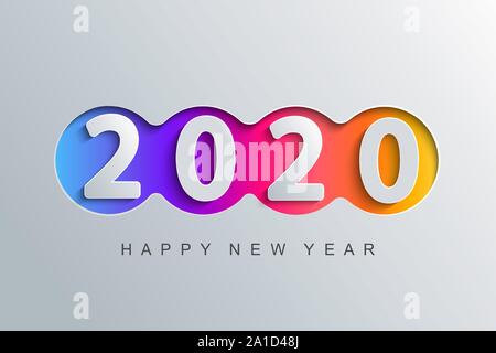Happy 2020 new year elegant greeting card for your seasonal holidays banners, flyers, invitations, christmas themed congratulations, banners, posters, Stock Vector