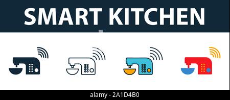 Smart Kitchen icon set. Premium symbol in different styles from smart devices icons collection. Creative smart kitchen icon filled, outline, colored Stock Vector
