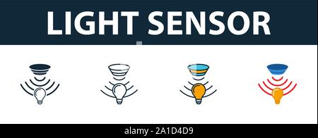 Light Sensor icon set. Premium symbol in different styles from sensors icons collection. Creative light sensor icon filled, outline, colored and flat Stock Vector