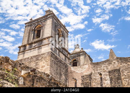 Mission Concepcion in San Antonio, Texas is the oldest unrestored stone church in America, built in 1755 Stock Photo