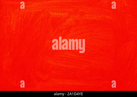 Abstract red orange painted full frame background, real oil painting on canvas by hand Stock Photo