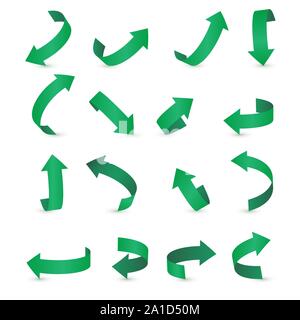 Arrow stickerst various angles and directions. 3d vector icon set. Stock Vector