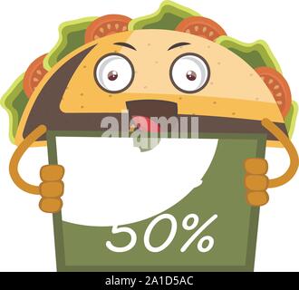Taco is on sale, illustration, vector on white background. Stock Vector