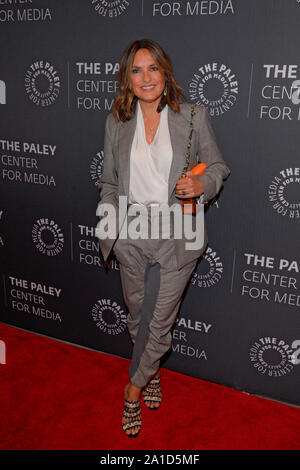 New York, United States. 26th Sep, 2019. Mariska Hargitay attends the 'Law & Order: SVU' Television Milestone Celebration at The Paley Center for Media. Credit: SOPA Images Limited/Alamy Live News Stock Photo