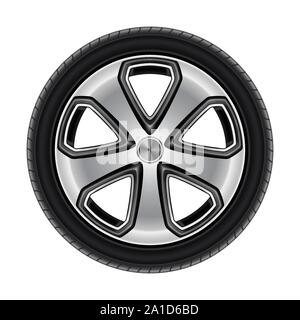 Wheel or tire, tyre of car or automobile isolated Stock Vector
