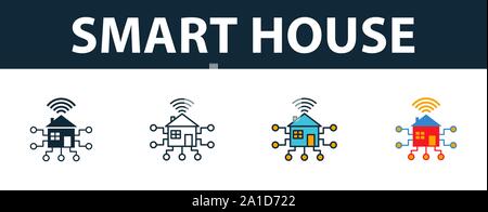 Smart House icon set. Premium symbol in different styles from smart devices icons collection. Creative smart house icon filled, outline, colored and Stock Vector