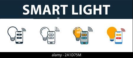 Smart Light icon set. Premium symbol in different styles from smart devices icons collection. Creative smart light icon filled, outline, colored and Stock Vector