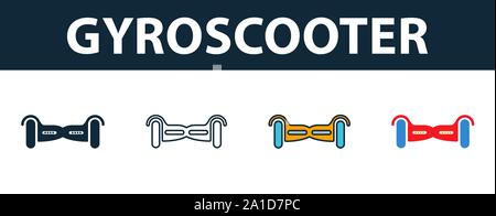 Gyroscooter icon set. Premium symbol in different styles from smart devices icons collection. Creative gyroscooter icon filled, outline, colored and Stock Vector