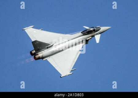 Eurofighter Typhoon FGR4 RAF, Royal Air Force jet on blue sky Stock Photo