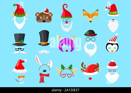 christmas masks on blue background Stock Vector