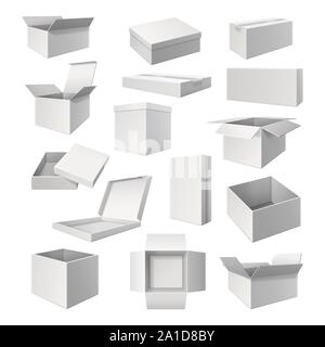 Set of realistic white boxes for cargo delivery Stock Vector