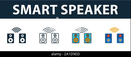 Smart Speaker icon set. Premium symbol in different styles from smart devices icons collection. Creative smart speaker icon filled, outline, colored Stock Vector