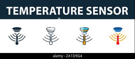 Temperature Sensor icon set. Premium symbol in different styles from sensors icons collection. Creative temperature sensor icon filled, outline Stock Vector