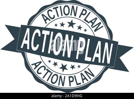 action plan stamp. blue round action plan grunge vintage stamp. action plan Stock Vector