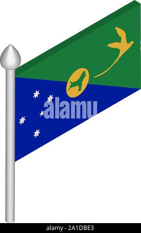 Isometric Illustration of Flagpole with Christmas Island Flag Stock Vector