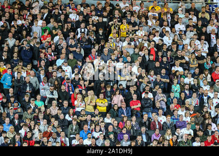 MK Dons supporters during the Carabao Cup match between MK Dons and Liverpool at stadium:mk, Milton Keynes, England on 25 September 2019. Photo by David Horn. Stock Photo