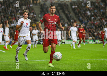 Dejan Lovren of Liverpool during the Carabao Cup match between MK Dons and Liverpool at stadium:mk, Milton Keynes, England on 25 September 2019. Photo by David Horn. Stock Photo