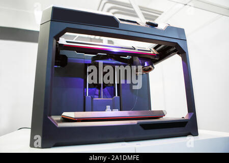 A desktop 3d printer in the laboratory for prints a structure from a polymer Stock Photo