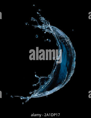 blue water splash isolated on black background Stock Photo