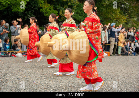 Kyoto, Japan - October 22, 2016: Festival of The Ages, an ancient and authentic costume parade of different Japanese feudal periods. Stock Photo