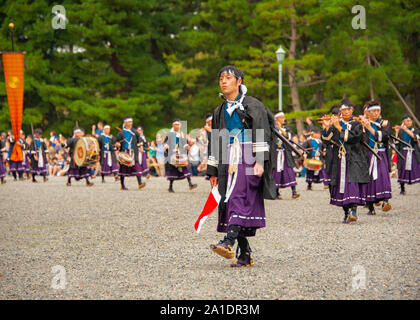 Kyoto, Japan - October 22, 2016: Festival of The Ages, an ancient and authentic costume parade of different Japanese feudal periods. Stock Photo