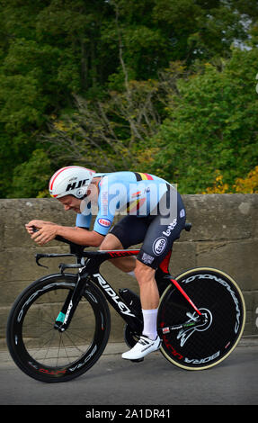UCI Cycling World Road Championships Mens Elite Individual Time Trial Yorkshire Great Britain Victor Campenaerts Stock Photo