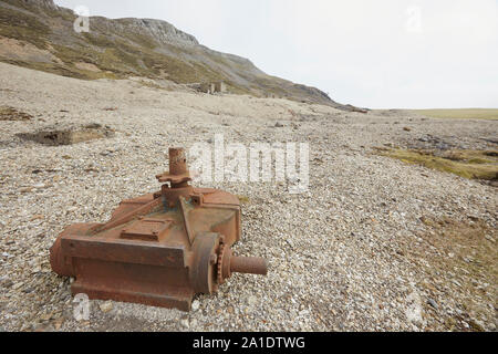 Remains of the lead mining machinery on Oxclose Road, Ivy Scar, between Woodhall and Carperby, Yorkshire Dales National Park, UK Stock Photo