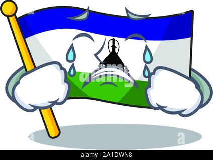 Crying flag lesotho isolated in the character Stock Vector