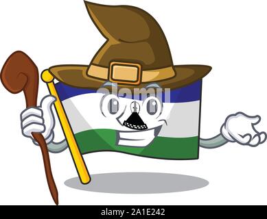 Witch flag lesotho isolated in the character Stock Vector