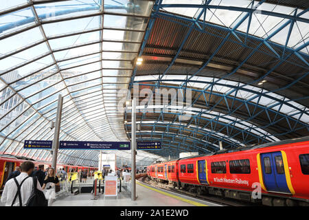 South western train at Waterloo station, in London, UK Stock Photo